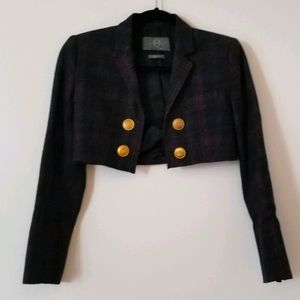 Alexander McQueen Cropped Blazer with Gold Buttons
